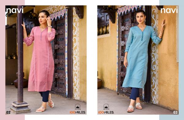 100 Miles Navi Embroidery Fancy Kurti Collection